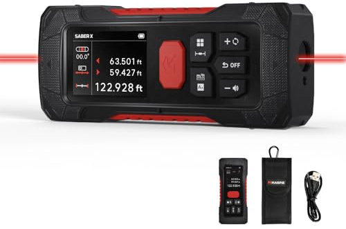 Magpie Saber X: El medidor de distancia láser dual preciso, láser clase 2 (635 nm, <1 mW)