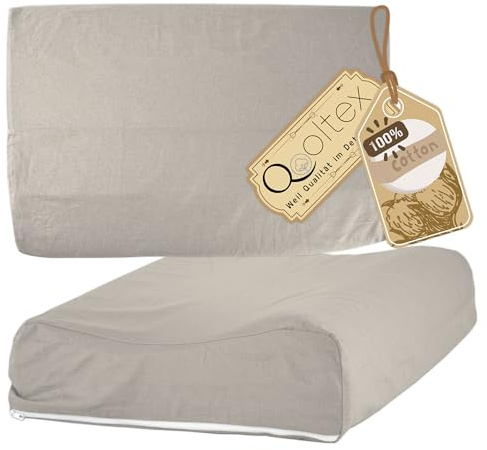 SideEasy 30x50 cm Gesundheitskissen Bezug Beige Vollschutzbezug | Baumwolle Nackenkissen, Nackenstützkissen Bezug mit Reißverschluss, Kissenschoner für Kopfkissen, Schlafkissen