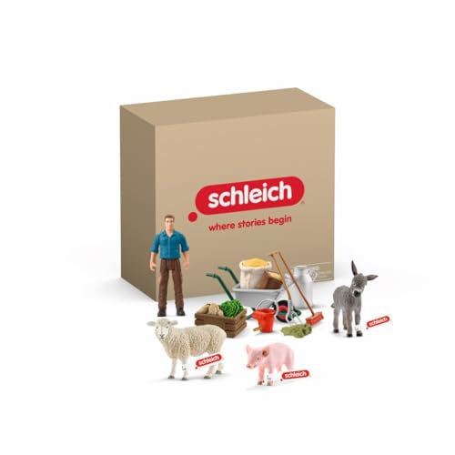 SCHLEICH Farm World | Farm World Bundle Tierset Tierfütterung 72287 | detailliertes Tiere Set mit passendem Zubehör | Bauernhof Spielzeug ab 3 Jahre | 15-teiliges Set |exklusiv bei Amazon