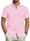 J.VER Mens Casual Urban Stylish Pink Short Sleeve Regular Fit No Iron Business Button Up Solid Dress Shirt L