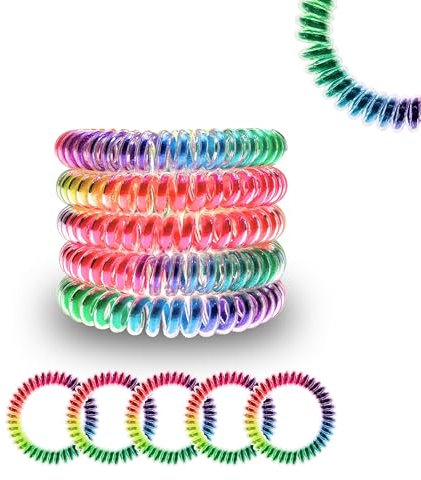 Specora - Spiral Haargummi 5er Pack - 5cm TPU bunt regenbogen
