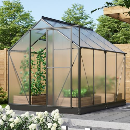 Vitavia Gewächshaus Triton 5000 inkl. Stahlfundament, schwarz, 5,0 m², 4 mm HKP | Wetterfestes & stabiles Treibhaus | Perfekt für Gemüse & Pflanzen | Robust & langlebig