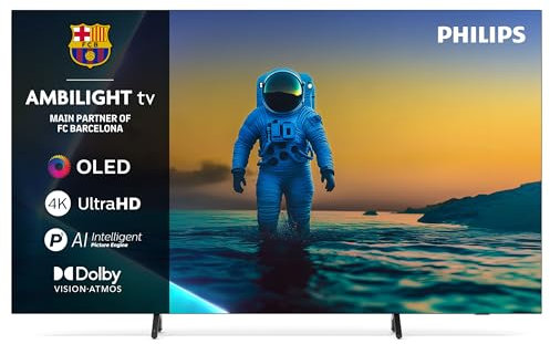 Philips Ambilight 75OLED820 4K OLED Smart TV - Pantalla de 75 Pulgadas con P5 AI Picture, Titan TV, Dolby Vision y Sonido Dolby Atmos - Funciona con Alexa y Asistente de Google