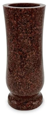Grabvase Kunstharz Granitnachbildung Vanga Rot 20 cm Höhe Ø10 cm – stilvolle wetterfeste frostsichere Friedhofsvase mit Kunststoffeinsatz – eleganter Grabschmuck für den Friedhof (Vanga)
