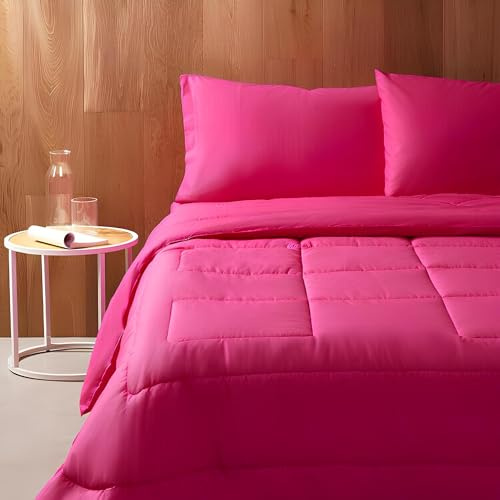 Bassetti Trapunta Invernale Una Piazza e Mezza Pop Color 220x260 cm – 100% Cotone, Imbottitura Anallergica 320 g/m², Made in Italy – Tinta Unita (Ciclamino)