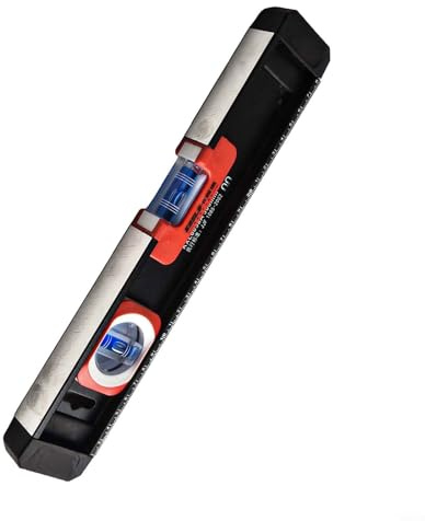 Honseadek Magnetisches Nivellierwerkzeug aus Aluminiumlegierung mit 2 starken Magneten für eisenhaltige Oberflächen, sturzsicher mit Kunststoffseiten, 30/40/50/60/80/100/120 cm Optionen, Schwarz + Rot
