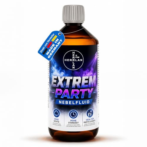 HERRLAN® EXTREM PARTY Nebelfuid 1000 ml für Nebelmaschinen. | Wasserbasierte Nebelflüssigkeit mit hoher Dichte und langer Standzeit, rückstandsfrei und geruchsneutral.