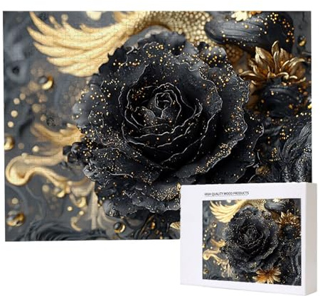 Puzzle 4000 Stück Jigsaw Puzzles für Erwachsene Schwarze Rose Puzzle Herausfordernde Familie Aktivität Spiele pädagogisch, Stressabbau, Bunte DIY Puzzles Handwerk für Home Decor Geschenke b-281