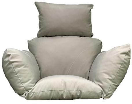 Awoyep Coussin pour fauteuil suspendu, balançoire, extérieur : moderne, coussin d'assise en polyester, doux et imperméable, coussin de rechange, avec appui-tête, pour fauteuil suspendu en rotin, gris