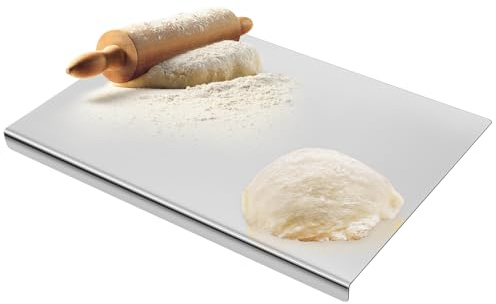 Tabla de cortar de acero inoxidable, tabla de cocina, tabla de cortar para cocina con borde de mostrador, tabla robusta para carne, verduras y pastelería, 40 cm L x 30 cm W