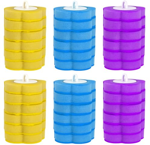 Einweg Toilettenbürste, 36 Stück Ersatzköpfe für Klobürste, Toilettenbürste, Inklusive 6 Blaue, 6 Gelbe und 6 Violette Aufsätze, Ideal für Hygiene und Sauberkeit, Durchmesser 5,5 cm