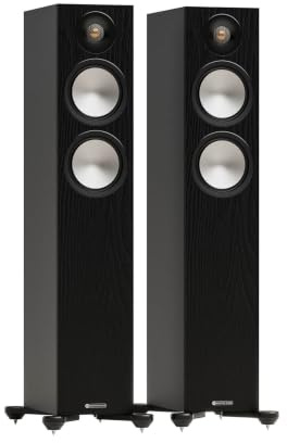 Monitor Audio Bronze 300 7G Altoparlante da pavimento, doppio driver da 15,2 cm, per Home Theater, audio a 2 canali, giochi e intrattenimento in soggiorno, nero (coppia)