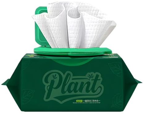 Plant Wipes - Cleaning Nourishing Gardening Supplies, 50 Pieces Leaf Dust Removal Pads with Natural Oil, Foliage Shine Sheets, Greenery Wash Towels, Sprout Gloss Tissues for Indoor Outdoor