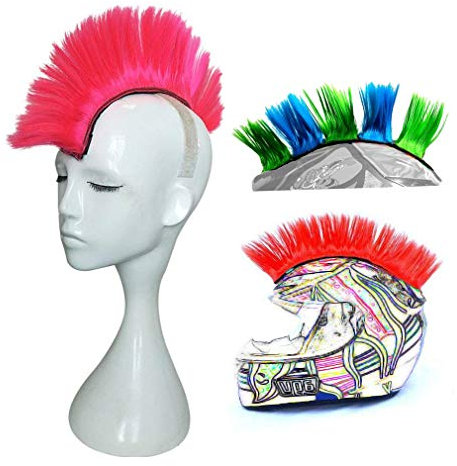 3T-SISTER Helm Mohawk Perücke für den Skihelm, Snowboardhelm, Kinderskihelm, Kinderhelm, Motorradhelm, Fahrradhelm - auffälligere Helm-Aufkleber, Helmdeko für Kinder und Erwachsene Rosa