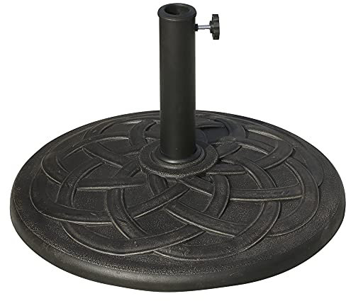 Outsunny Base para Sombrilla de Jardín Peso Neto 19 kg Soporte de Parasol Apto para Mástil de 38mm/48mm Resina para Terraza Patio Exterior Ø54,5x33 cm Bronce