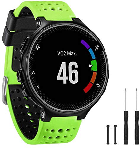 TopPerfekt Armband Kompatibel mit Garmin Forerunner 235, Weiches Silikon Ersatz Uhrenarmband Armband Armband für 220/230/235/620/630/735XT/235 Lite Smart Watch für Damen Herren (GreLime-Schwarz)