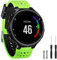 GVangel Bracelet de rechange en silicone souple compatible avec montre connectée Garmin Forerunner 220/230/235/620/630/735XT/235 Lite Unisexe, Vert citron et noir.
