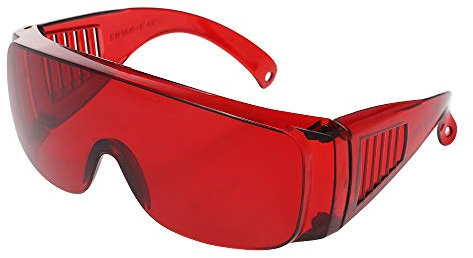 zroven Lunettes de protection oculaires dentaires, rouges, lumière protectrice des yeux de blanchiment UV pour dentiste, anti-buée, 100% LED / UV, large application