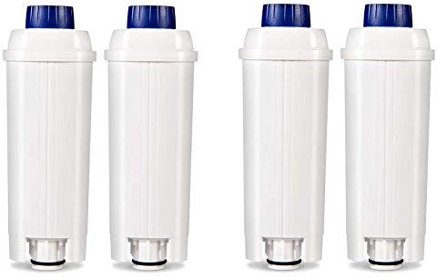 DLSC002 Wasserfilter, Kaffeemaschine Zubehör Kompatibel mit alle De'Longhi Kaffeevollautomaten mit Wasserfilter - Weiß - 4er-Packung