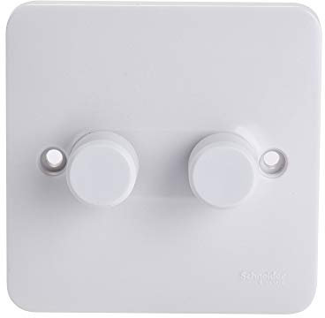 Schneider Electric Lisse White Moulded - Double 2 Way LED Dimmer Light Switch, 100 W, GGBL6022LMS, White