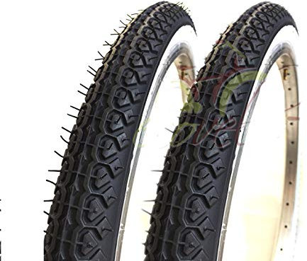 2 Reifen 20 x 1.75 (44-406) für Fahrrad Graziella, City Bike | Fahrradreifen weiß/schwarz aus Gummi