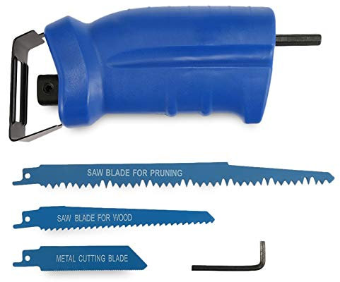 JIYAMI'EN EL-Lathe Tool Portable 3 Blades Reciprocating Saw Electric Drill Power Tool Accessories Attachment For Pruning Wood Metal Cutting Tool (Color : Blue)