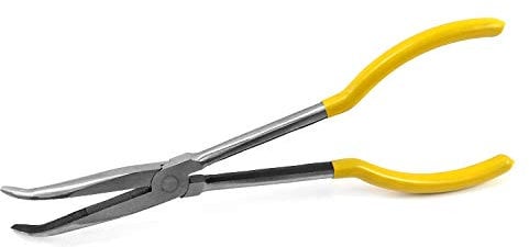 QWORK Telefonzange gebogen, Gebogen spitzzange, 45°, extra lang, 280mm