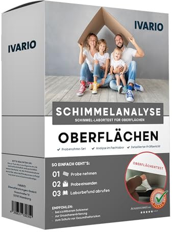 IVARIO Schimmel-Test für Oberflächen in der Wohnung, Fenster & Wände, detaillierte Schimmelpilz- Analyse für die häufigsten Schimmelarten aus dem akkreditierten Fachlabor