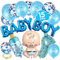 Babyparty Deko, Blau Gender Reveal Party Dekoration mit Jungen Ballon/BABY BOY Ballon Banner/Konfetti Luftballons/es ist ein Junge Luftballons/Babyflasche, Fußförmige Helium Folienballon/Band