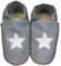 HOBEA-Germany Kitaschuhe Safestep, Kinderhausschuhe, Lederschuhe (grau Stern Silber, 26/27 EU)