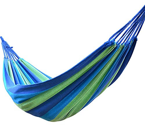 Crysdaralovebi Gartenmöbel-Hängematte, tragbar, Baumwollstoff, 190 x 80 cm, Blau