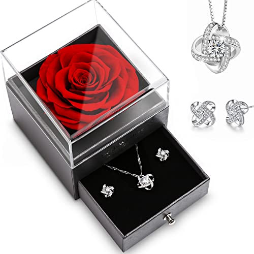 Rosa Eterna,Handmade Rosa Eternal,Rosa Reale Conservata Eterna, Rosa Eterna Rossa per Moglie, Mamma, San Valentino,Regalo Compleanno,Regalo Anniversario per Lei