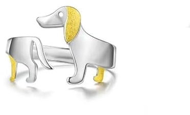 925 Sterling Silber Nette Dackel Hund Verstellbare Ringe für Frauen Original Modeschmuck Trend Weibliche Geschenk-Silver
