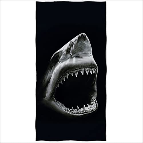 Zomer Strandtuch 70x140cm,Bedrucktes Mikrofaser Badetuch-Schwarzer Hai