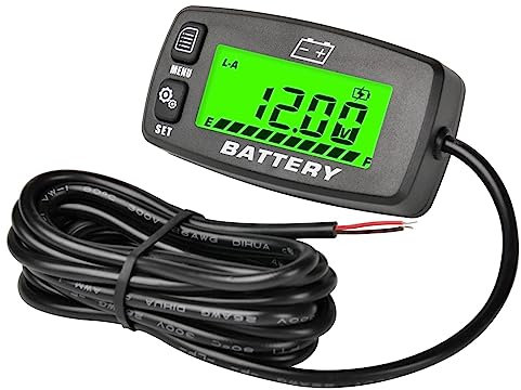 Runleader DC 12 V bis 48 V LCD-Batteriekapazitätsanzeige, Spannungsanzeige, Lade- und Entladeüberwachung, geeignet für Blei-Säure-Batterien LiFePO4 Gel AGM, funktioniert auf Golfwagen, Gabelstapler