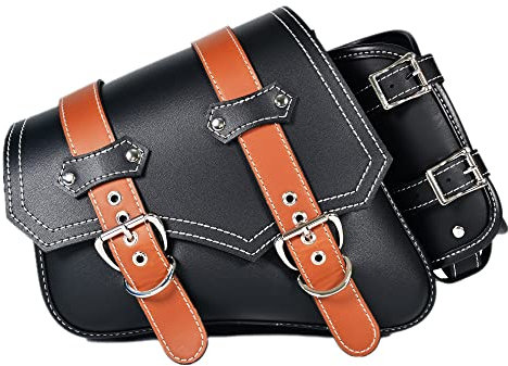 Motorrad-Satteltaschen | PVC-Kunstleder-Seitentaschen | wasserdichte seitliche Schwingarmtaschen | seitliche Werkzeugtasche für Harley Sportster | universelle Werkzeugtasche für Motorrad (Schwarz4)