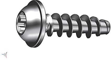 Schriever STS 2x14mm Stahl Thermoplast-Linsenkopfschraube mit Scheibe KN1038, Anzahl:50 Stück