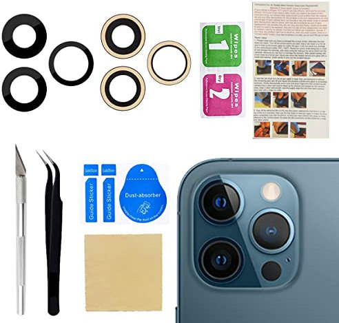 Phoupair Original OEM Back Rear Camera Glass Lens Replacement for iPhone 12 Pro Max with Adhesive Preinstalled Includes Repair Tools Set