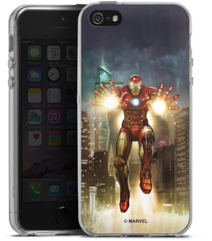 Silikon Hülle kompatibel mit Apple iPhone SE (2016-2019) Case transparent Handyhülle Marvel The Avengers Iron Man