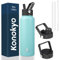 Konokyo Borraccia termica con cannuccia, 1,18 l, 3 coperchi, bottiglie in metallo in acciaio inox, turchese