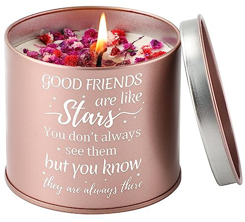 PRSTENLY Friendship Gifts for Women, 9OZ Lavender Scented Candles Gifts for Best Friends Female Bestie BBF Soul Sister on Birthday House Warming Christmas Galentines Valentines Day