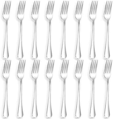 ITITT Set di 16 forchette da pranzo da 20,3 cm, in acciaio inox extra fine per uso alimentare, forchette moderne per uso alimentare, posate da cucina e da ristorante