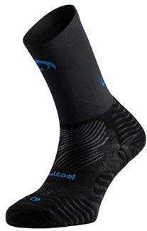 Lurbel Street Pro Five Compression, Calcetines de running, calcetines compresivos, calcetines de correr, calcetín larga distancia, calcetín antiampollas. unisex (M - Mediana, Negro/Azul)