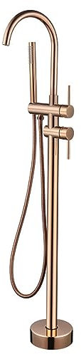 Mitigeur de Baignoire ilot, Robinet Salle de Bain 2 Modes Sur Pied Mitigeur Baignoire Ilot Sur Pied, Rotatif À 360°,or Rose