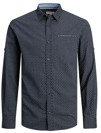 JACK & JONES Herren JJEREMY Detail Shirt LS NOOS 12235969,Medieval Blue,L