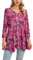 Enmain Camiseta Mujer Manga Larga Top Túnica Talla Grande Camisetas Manga 3/4 Blusa Cuello de Pico Elegante T Shirt Estampada para Mujeres,Rosa Vivo,3XL