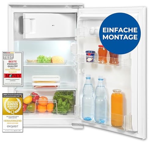 Exquisit EKS5131-4-E-040D - Frigorifero da incasso da 88 cm, con congelatore a 4 stelle, colore: Bianco