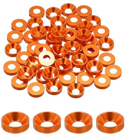 sourcing map M5 Kegelförmige Senkkopf-Unterlegscheiben, eloxierte Aluminium-Dichtungen, Cup-Kopf-Unterlegscheibe Dichtung für Schraube RC/FPV/PC/Drohne/mechanisches Zubehör, Modellteile, 60 Stück