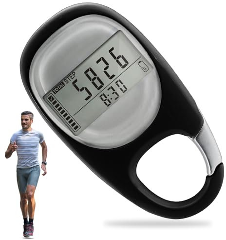 Hojalis Schrittzähler Zum Gehen,3D Schrittzähler mit Clip,Tragbar Digitaler Schrittzähler, Einfacher Genauer Schrittzähler,Schrittzähler Ohne App und Handy, für Joggen Wandern Laufen Gehen (Schwarz)