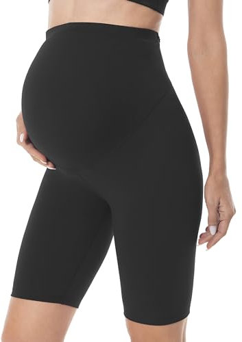Gowjog Legging De Grossesse Court pour Femmes Enceintes, Taille Haute, Opaque, Mode De Maternité, Maison, Yoga, Sport (Noir,M)